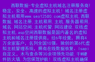 互联网计算机 域名-虚拟主机西联数据-专业虚拟主机域名注册服务商!